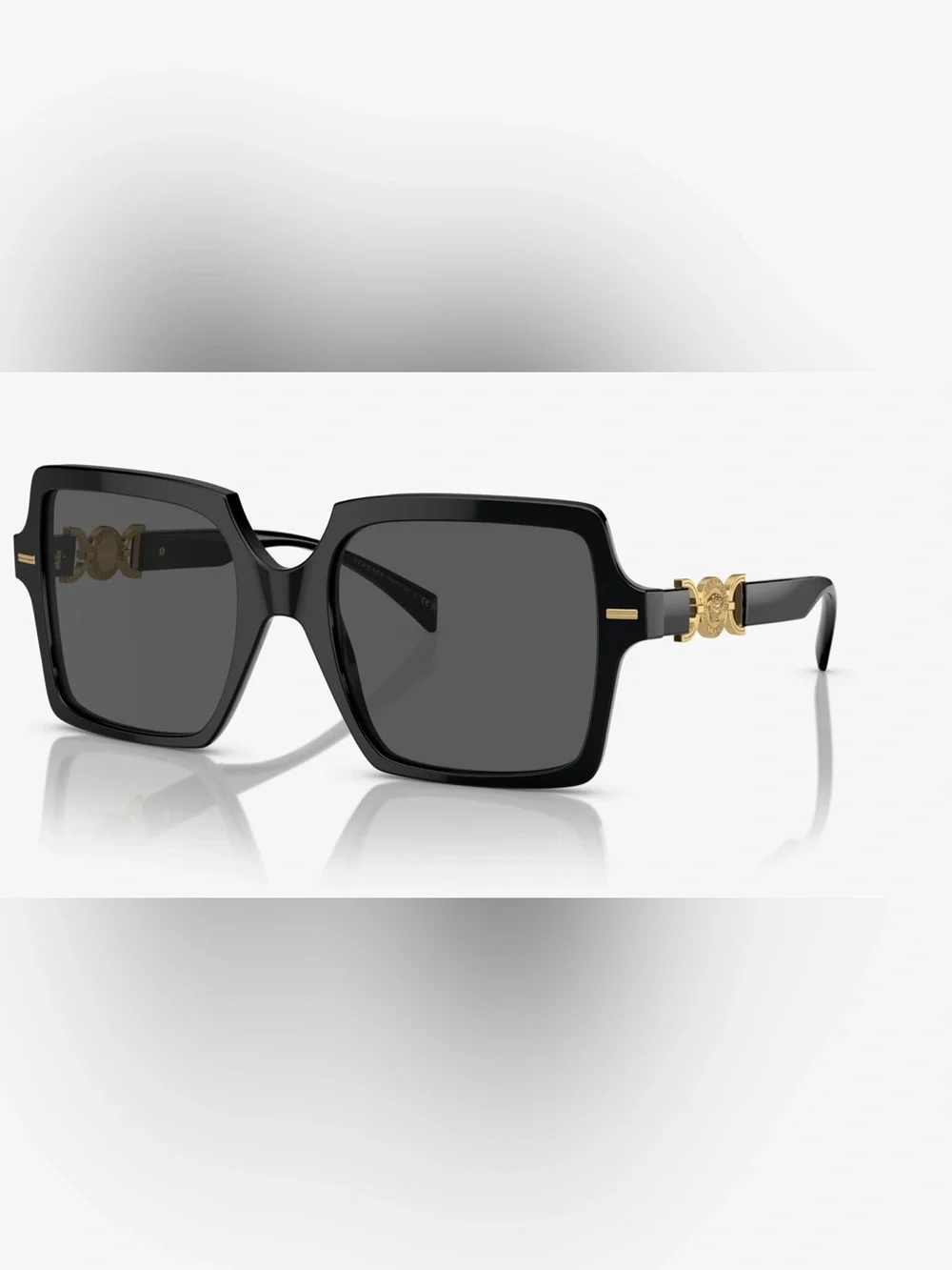 Versace Black Square Women's Sunglasses with Gold Medallion